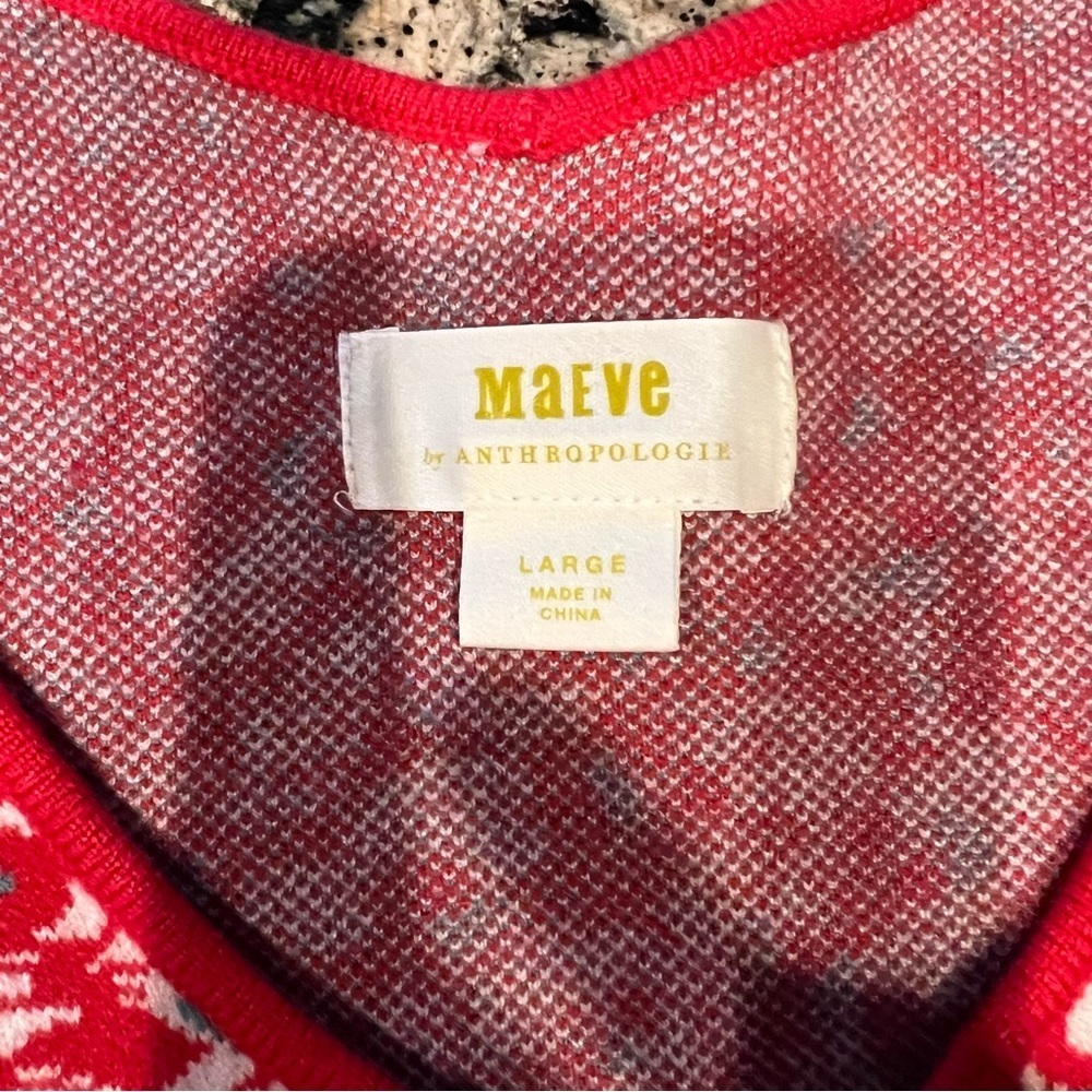 Anthropologie Maeve Lupita V-Neck Sweater Color Red. - Picture 3 of 5